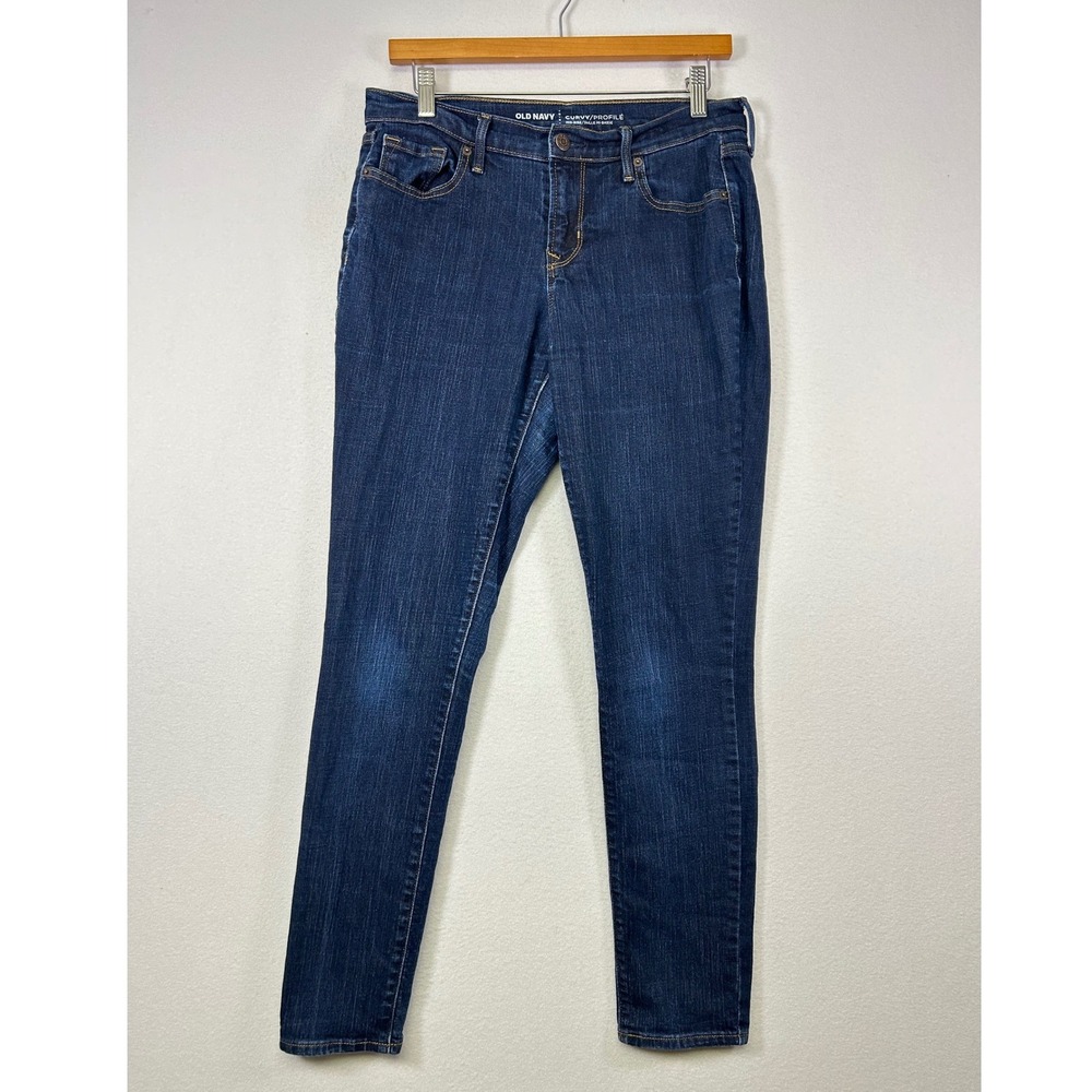 Dark Wash Old Navy Womens‎ 6 Curvy Profile Mid Rise Skinny Stretch Jeans Blue
